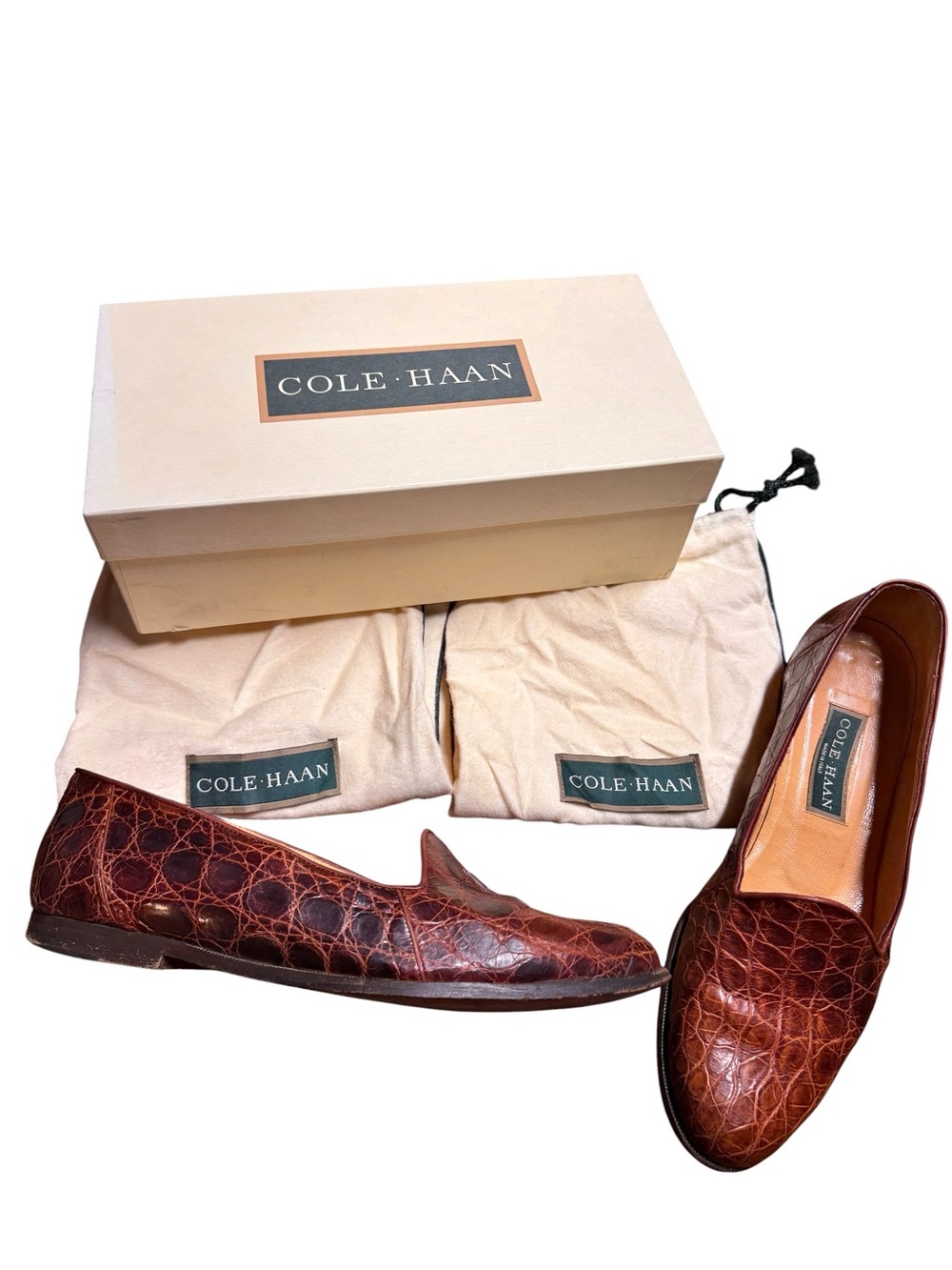 VTG Cole Haan Genuine Alligator Loafers Womens 10B Exotic Croc Leather Italy